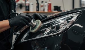 Headlight restoration buffing